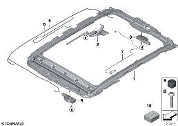 Wyświetlacz dachu panoramicznego diagram for BMW 7 Series G70 740iX