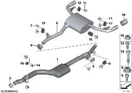 Sistema de escape tras. diagram for BMW X3 G01 20dX