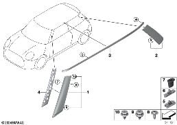 Vnější lišty / ozdobná mřížka II diagram for BMW MINI F66 JCW