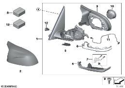 กระจกข้าง diagram for BMW X3 G01 LCI M40iX