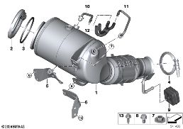 GASOLINE PARTICULATE FILTER, NEAR ENGINE diagram for BMW 1 Series F70 120