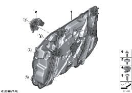 DOOR WINDOW LIFTING MECHANISM FRONT diagram for BMW 5 Series G61 Touring 540dX