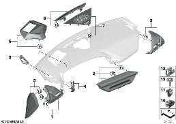 Pièces accolée.planche bord, partie sup. diagram for BMW 2 Series F74 Gran Coupé 216