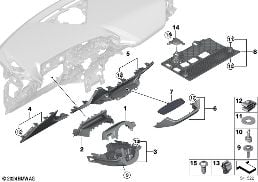 Pièces accolée.planche bord, partie inf. diagram for BMW 2 Series F74 Gran Coupé 216