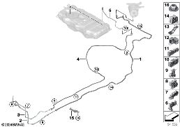 Brandstofleiding en bevestigingsdelen diagram for BMW 3 Series G20 Sedan LCI 330eX