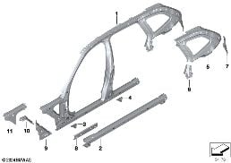SIDE FRAME SECTION, CENTER diagram for BMW 3 Series G21 Touring 330d