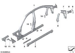 SIDE FRAME SECTION, CENTER diagram for BMW 3 Series G20 Sedan 330d