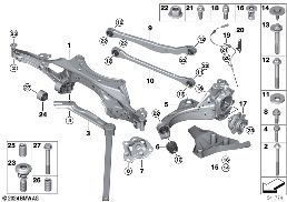 ชุดรับช่วงล่างหลัง-กันสะเทือน-ตลับลป.ล้อ diagram for BMW X1L U12 X1 M35LiX