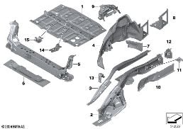 REAR WHEELHOUSE/FLOOR PARTS diagram for BMW 1 Series F70 120