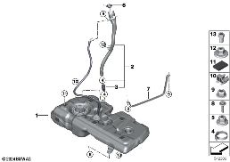 FUEL TANK/MOUNTING PARTS diagram for BMW 1 Series F70 118d