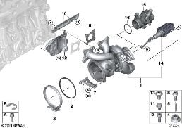 EXHAUST TURBOCHARGER WITH LUBRICATION diagram for BMW X4 G02 LCI M40iX