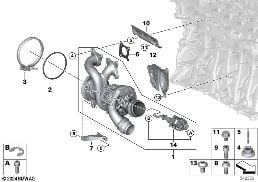 EXHAUST TURBOCHARGER WITH LUBRICATION diagram for BMW 5 Series G30 LCI 545eX