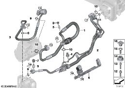 COOLANT LINES diagram for BMW 7 Series G70 750eX