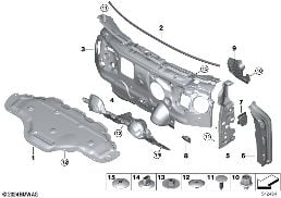 Insonorisation avant diagram for BMW 2 Series F74 Gran Coupé 216