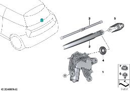 Jednotlivé díly stěrač zadního skla diagram for BMW MINI F66 JCW