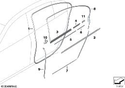 TRIM AND SEALS FOR DOOR, REAR