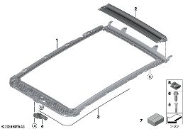 PANORAMA GLASS ROOF, ROLLER BLIND diagram for BMW 5 Series G61 Touring 520d