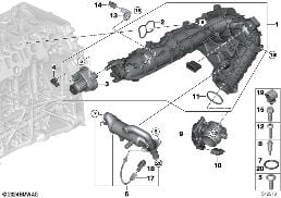 INTAKE MANIFOLD AGR WITH FLAP CONTROL diagram for BMW X6 E71 30dX
