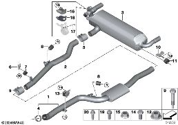 EXHAUST SYSTEM, REAR diagram for BMW 7 Series G11 730i