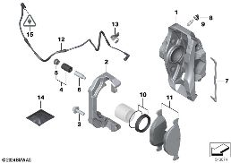 FRONT BRAKE PAD WEAR SENSOR diagram for BMW 5 Series F07 GT 530d 155kW