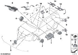 ชิ้นส่วนไฟฟ้าของถุงลมนิรภัย diagram for BMW X1 U11 18d