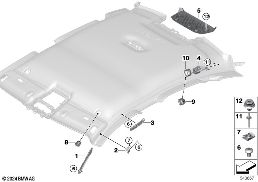 Pièces accolées ciel de pavillon diagram for BMW 2 Series F74 Gran Coupé 216
