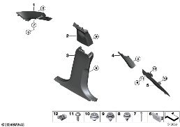 Revêtement A- / B- / C- / D-Montant diagram for BMW 2 Series F74 Gran Coupé 216