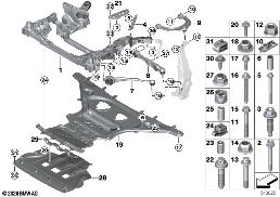 Cadre auxiliaire AV/bras de susp./tirant diagram for BMW Rolls-Royce Phantom RR11 Phantom