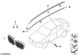 Наружные накладки / декоративные решетки diagram for BMW X4 G02 LCI 20dX