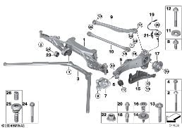 REAR AXLE SUPPORT/WHEEL SUSPENSION diagram for BMW 1 Series F40 128ti