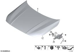 HOOD / MOUNTED PARTS diagram for BMW 1 Series F70 120