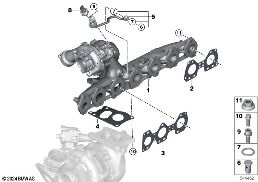 Výf.turbo se sběrným výfukovým potrubím diagram for BMW 5 Series G61 Touring 540dX