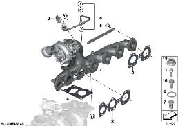 TURBOCHARGER WITH EXHAUST MANIFOLD diagram for BMW 4 Series G26 Gran Coupé 430dX