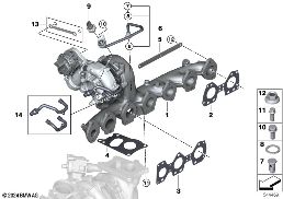 Turbocompressor com colector de escape diagram for BMW 3 Series G20 Berlina LCI M340dX