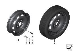 COMPACT SPARE WHEEL, STEEL, BLACK diagram for BMW MINI Countryman F60 Cooper