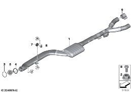 Katalyzátor/přední tlumič výfuku diagram for BMW 8 Series G15 Coupé 840dX