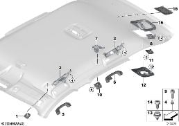 Aanbouwdelen hemelbekleding diagram for BMW X1L F49 LCI X1 25Li