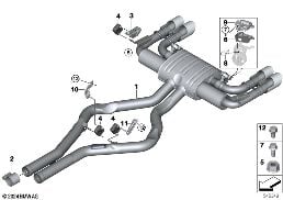 Abgasanlage hinten diagram for BMW X5 M F85 X5 M