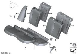 SEAT, REAR, UPHOLSTERY AND COVER diagram for BMW 1 Series F70 120