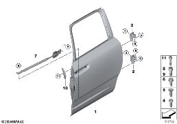 Porte arrière - charnière/arrêt de porte diagram for BMW Rolls-Royce Cullinan RR31 Cullinan