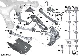 Wspornik tylnej osi/Zawiesz. kół diagram for BMW 7 Series G70 M760eX