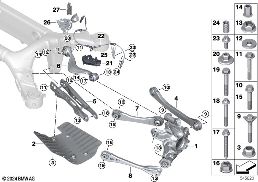 Cadre auxiliere arriere/suspension roues diagram for BMW Rolls-Royce Phantom RR11 Phantom