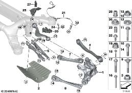 Cadre auxiliere arriere/suspension roues diagram for BMW Rolls-Royce Cullinan RR31 Cullinan
