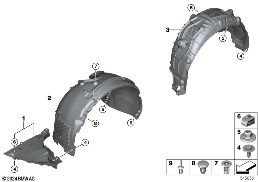 Habillage du passage de roue diagram for BMW 2 Series F74 Gran Coupé 216