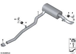 EXHAUST SYSTEM, REAR diagram for BMW 7 Series G70 740d