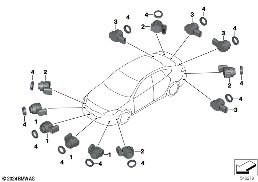 PARK DISTANCE CONTROL (PDC) diagram for BMW 2 Series F74 Gran Coupé 220