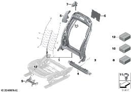 SEAT, FRONT, BACKREST FRAME diagram for BMW 1 Series F70 120