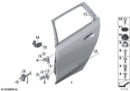 REAR DOOR - HINGE/DOOR BRAKE diagram for BMW 5 Series G61 Touring i5 xDrive40