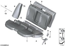 SEAT, REAR, UPHOLSTERY AND COVER