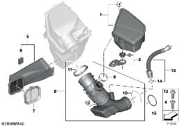 Luchtgeleiding diagram for BMW 5 Series G30 520d